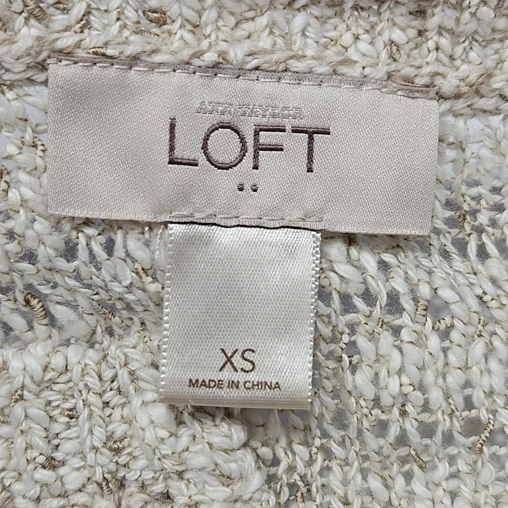 LOFT Womens XS Beige Marled Knit V-Neck High-Low Pullover Sweater